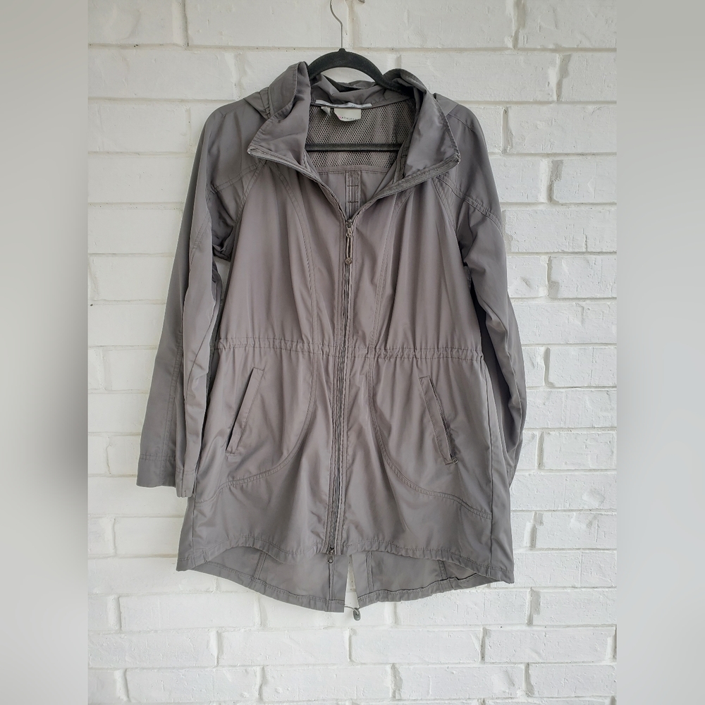 Athleta Size S Womens Olive Green Full Zip Hooded Outdoor Windbreaker Coat